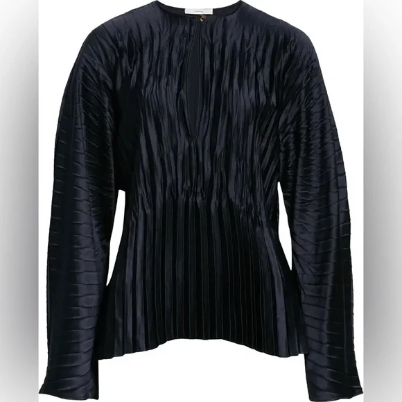 Vince Pleated Satin Blouse size xs colour blue new - Picture 4 of 7
